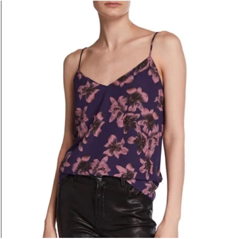 Rag & Bone "Astrid" cami purple lavender floral relaxed V neck tank top size S